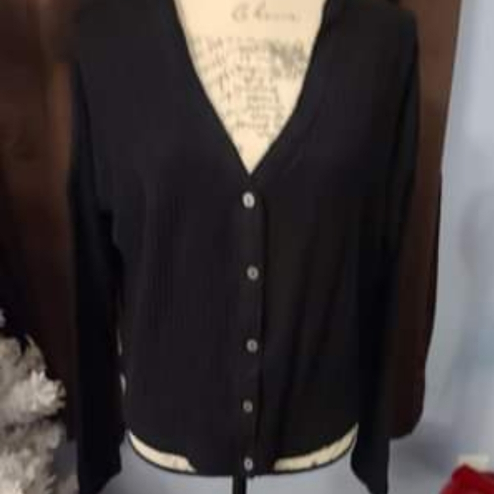 Wild fable waffle knit ebony black button up cardi